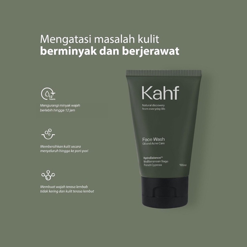 Kahf Oil and Acne Care Face Wash 100 ml - Sabun Pembersih Wajah Pria Untuk Jerawat