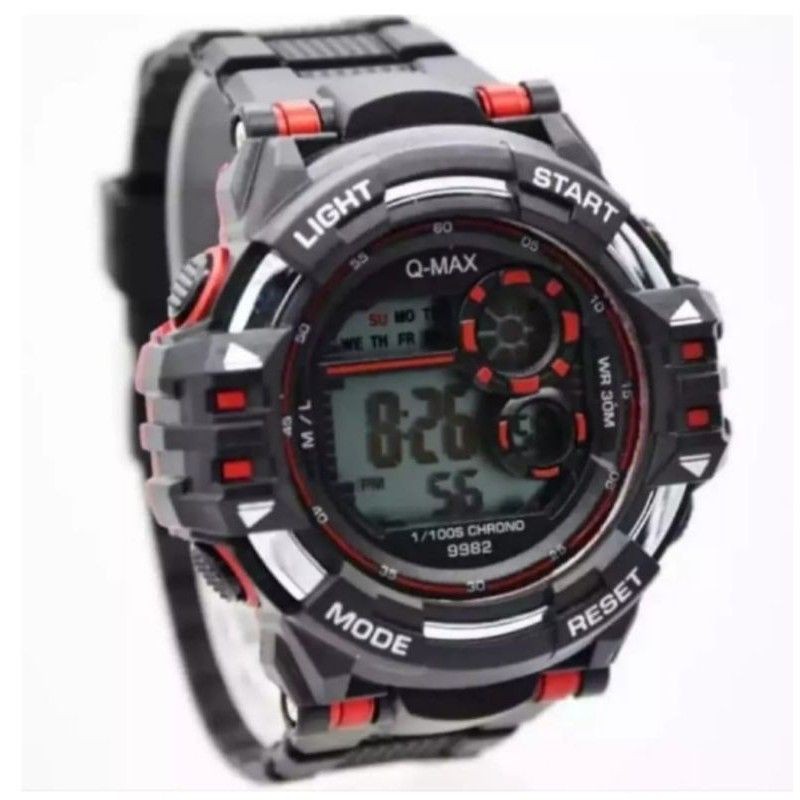 JAM SPORT HITAM PRIA DIGITAL WATER RESISTANT FASHION TERMURAH