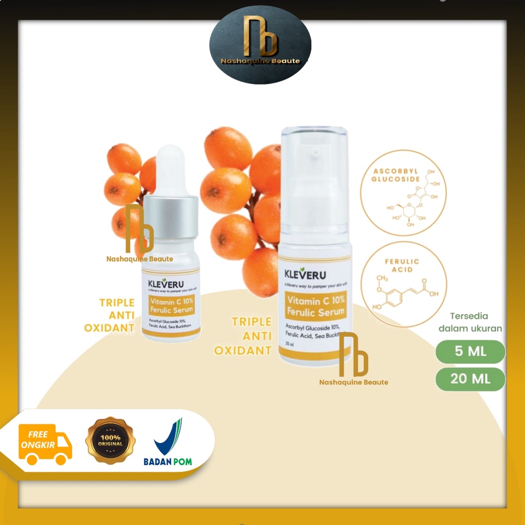 Kemasan Baru - Kleveru Vitamin C 10% Ferulic Serum 5ml 20ml