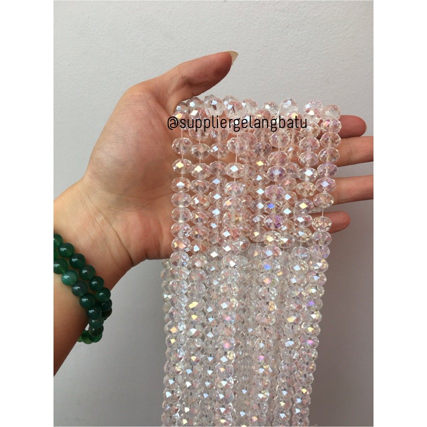 Crystal Ceko kilap 12mm WHITE QUARTZ putih bening kerajinan craft umkm aksesoris pria wanita grosir