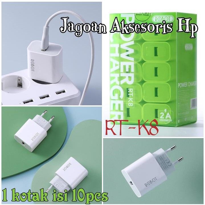 ROBOT RT-K8 10W 2A Single USB Power Charger Small &amp; Portable Transparent Boxed Charger RTK8