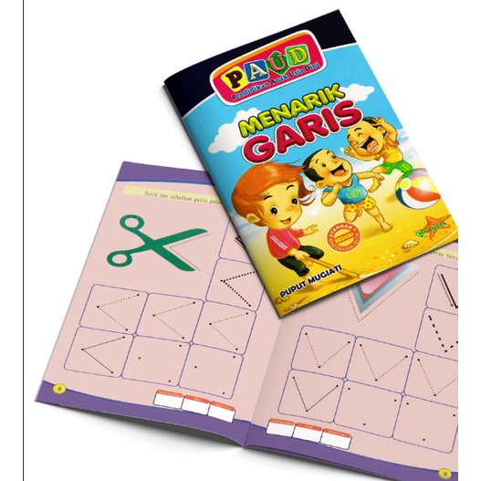 Buku Belajar Menarik Garis Full Color Untuk Anak PRA SEKOLAH PAUD TK AULIA Bisa COD