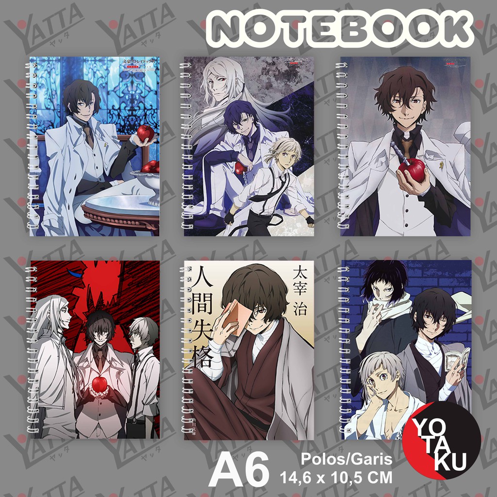 

Notebook Anime Ukuran A6 14,6 x 10,5 cm Bungo Stray Dogs Dazai Chuuya Seri 1 YOTAKUSHOP