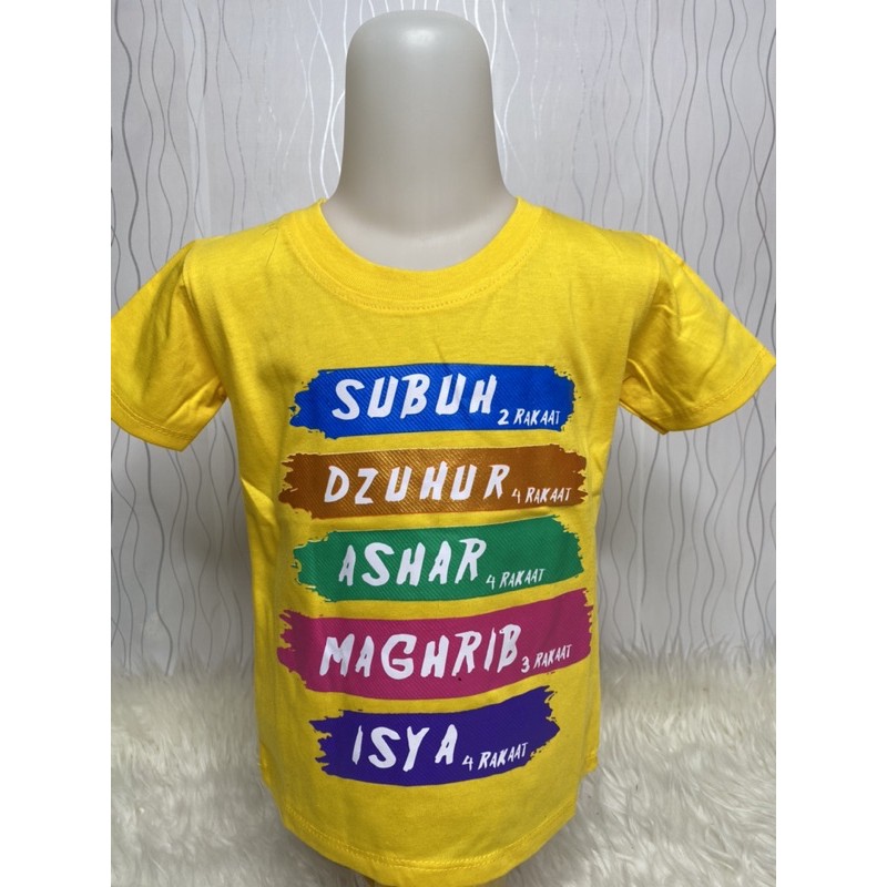 Kaos anak2 (Sholat 5 waktu) 1-9 tahun