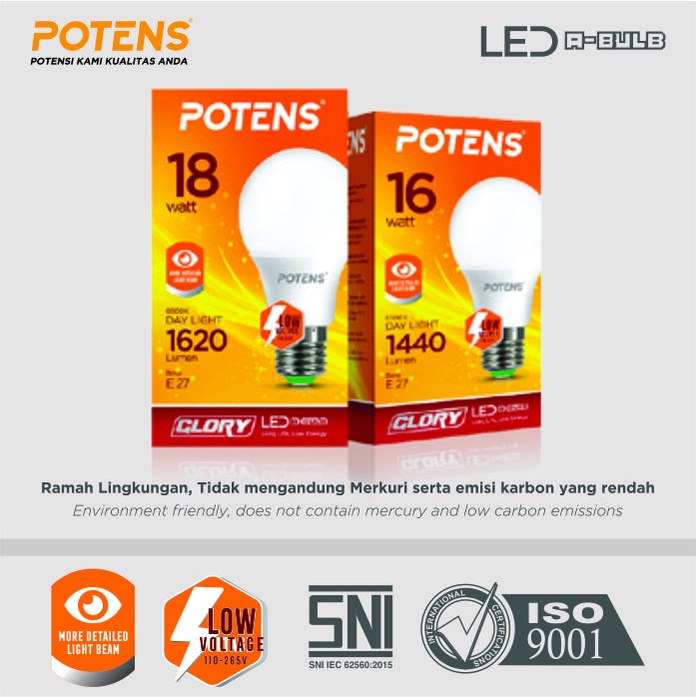 ☀ Sunly ☀ A144 Potens Lampu LED A-Bulb 6500K Bohlam 3Watt - 14Watt Garansi Import