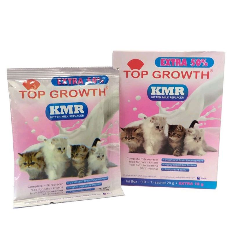 1dus top growth susu kucing 1 dus isi 11saset