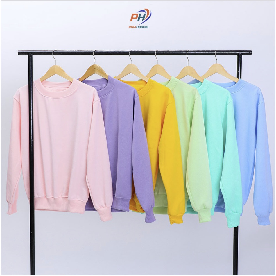 Priahoodie Basic Sweater Polos Pria Cowok Laki Laki Size M - XXL (Bisa Cod)-DUSTY PINK