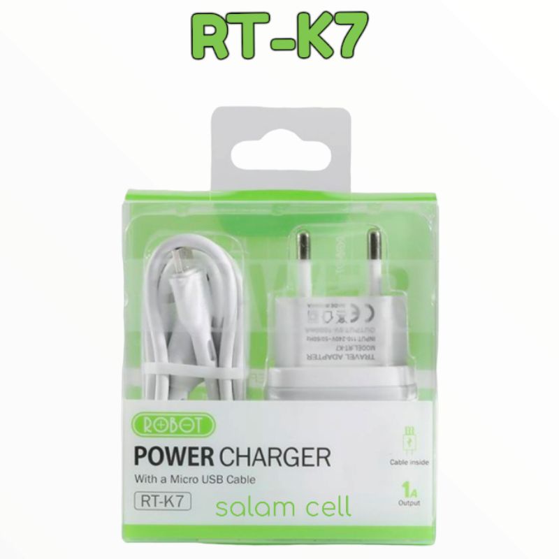 Charger Hp ROBOT RT-K7 Micro Usb Bisa Untuk Segala Jenis HP Original bergaransi