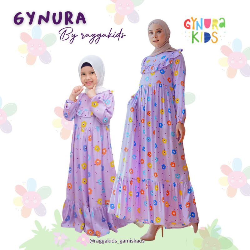 GYN HD 02 Lilac Baju Gamis Homedress Couple Ibu Anak Gynurakids Rayon Dress Ungu