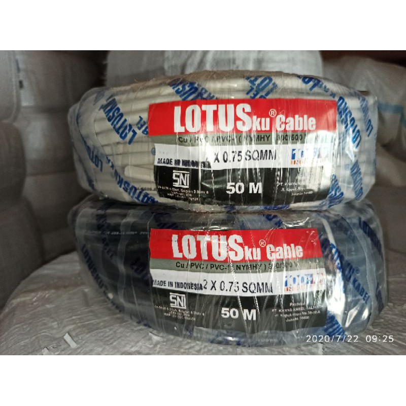 KABEL Listrik serabut isi 2/kabel Hyo 2x0,75 Lotus/ kabel sudah SNI