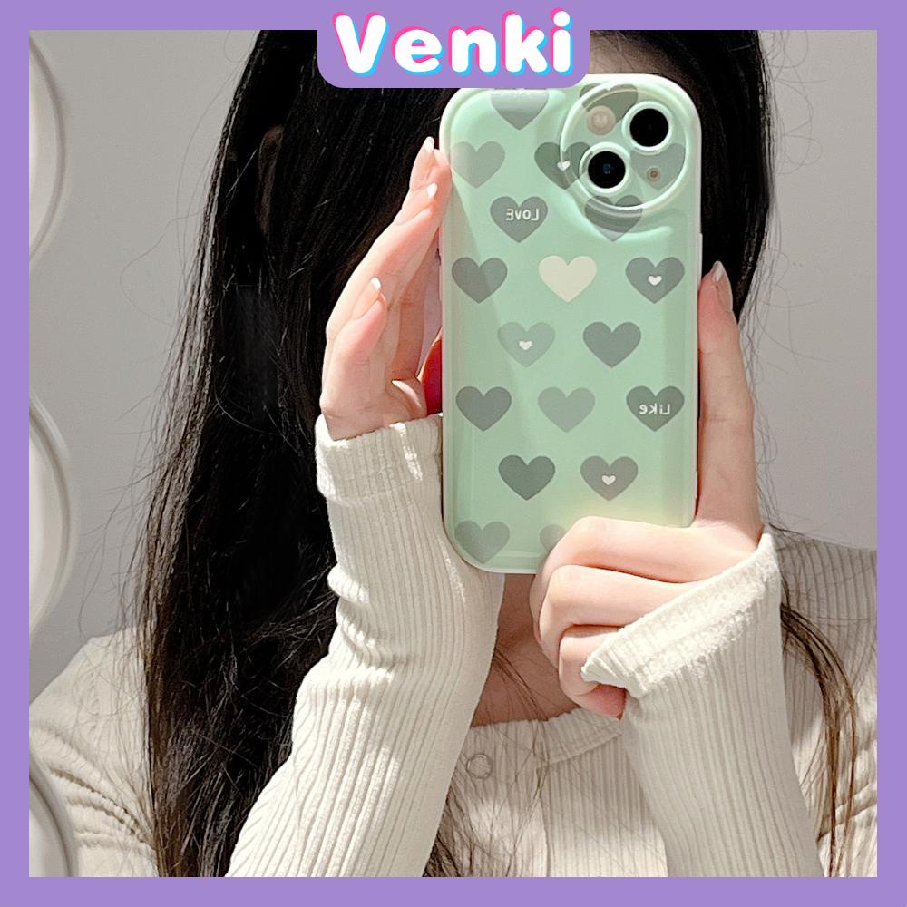 iPhone Case TPU Silicone Soft Case Airbag Shockproof Protection Camera Green Heart Compatible For iPhone 11 Pro Max 13 Pro Max 12 Pro Max 7Plus xr XS Max