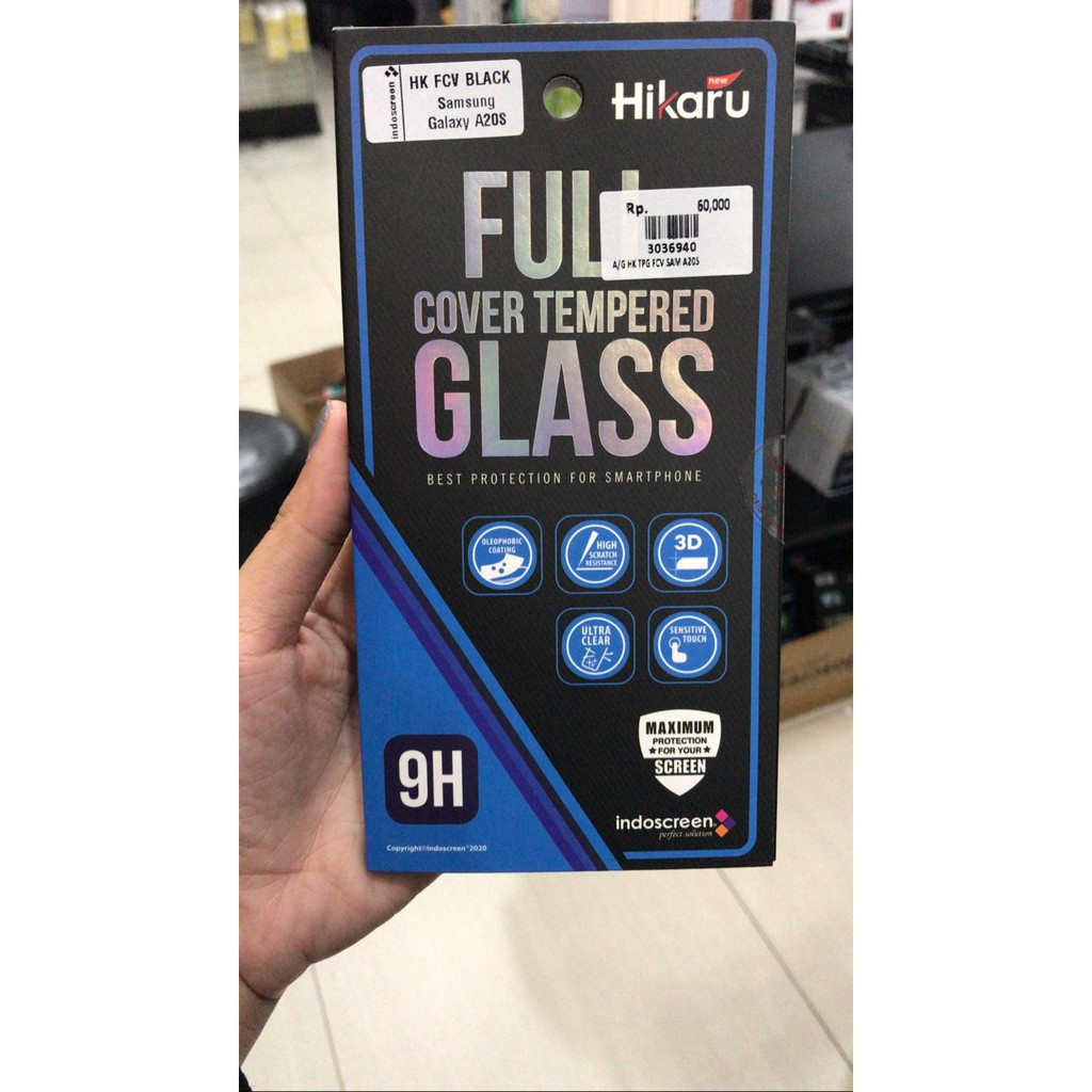 ANTI GORES SAMSUNG A20S HIKARU FULL COVER TEMPERED GLASS