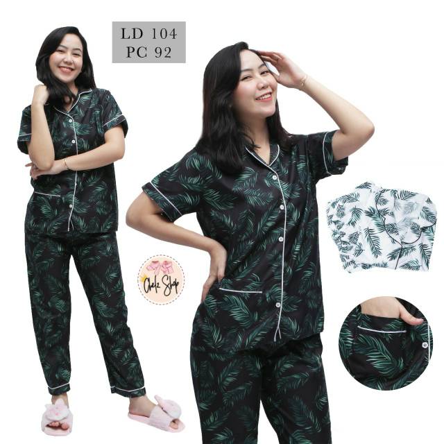 Baju Tidur Piyama Wanita Cewek Dewasa Pajamas Motif Coco Daun/Coco Leaf