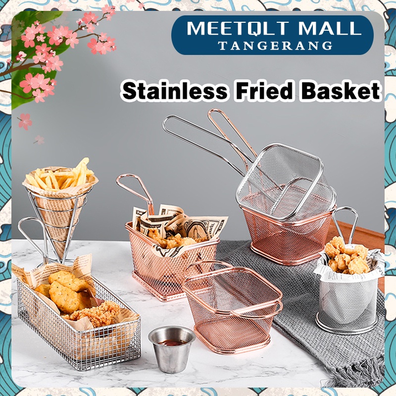 French Fries Serving Basket  Wadah Keranjang Saji Wadah Kentang Goreng Cemilan Stainless Fried Basket