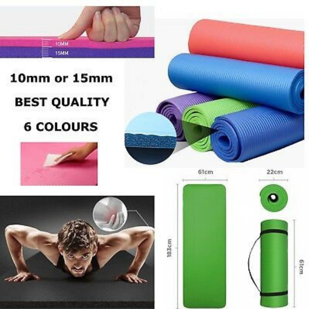 rumah_kita2020 Tebel 5mm x 63cm x 171cm Yoga Mat Matras Senam Matt Pilates PVC Camping Dewasa Olahraga FIT COD MURAH Matras Yoga TIDAK LICIN Senam Olahraga GRATIS TAS 5mm