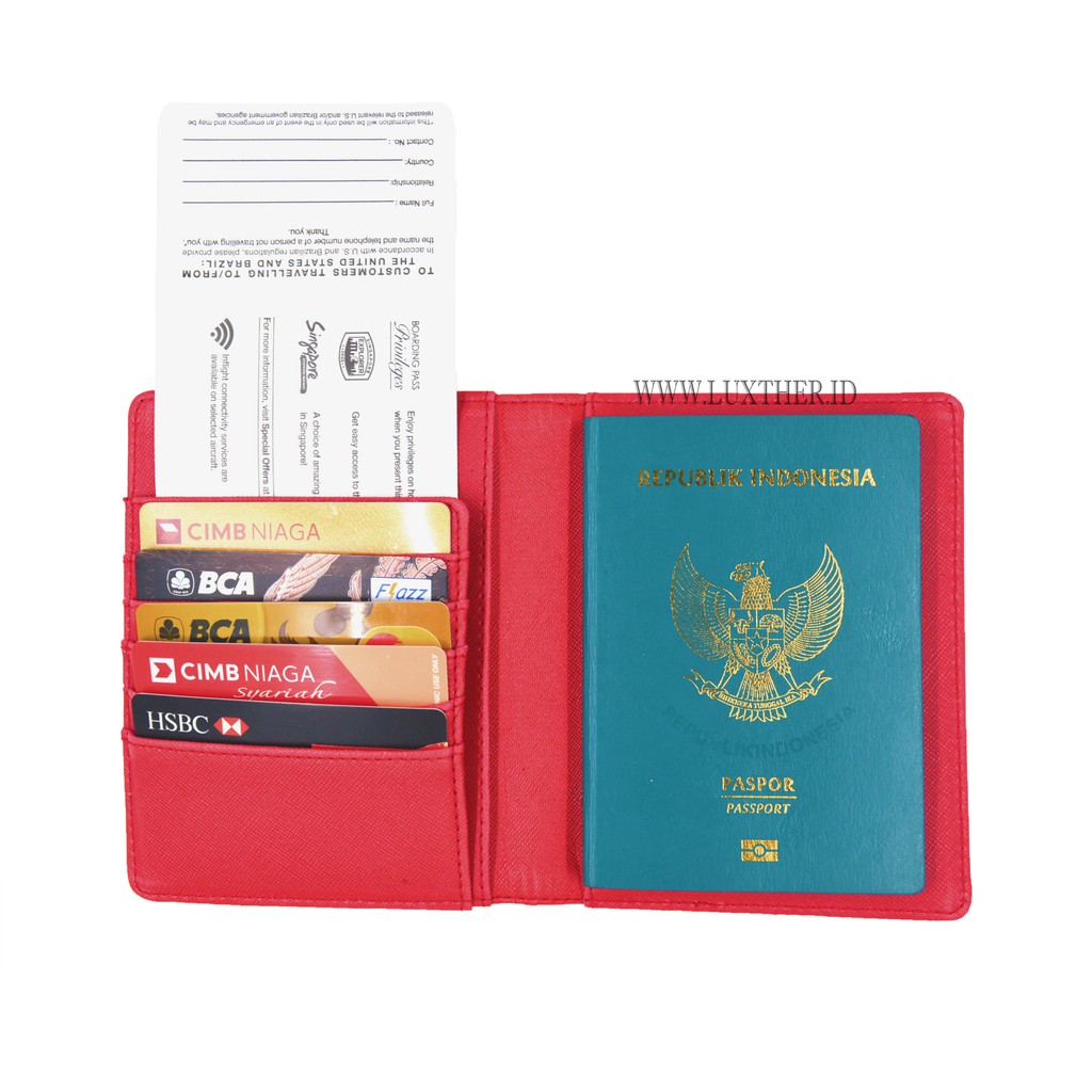 LUXTHER - Passport Flip / Passport Saffiano / tempat passport / passport cover / dompet wanita