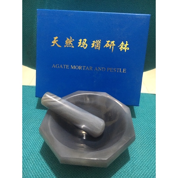 Agate Mortar and Pestle Batu Alam Agate Diameter 8 cm