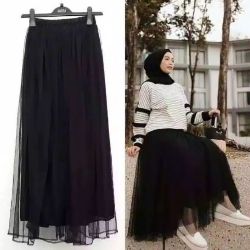 ROK TUTU MAXY MODEL HIGH WAIST LIPAT BAHAN MESH TULLE ELASTIS BISA COD