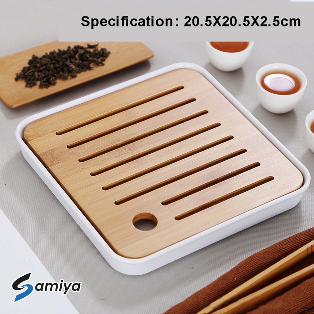 nampan dudukan teko cangkir teh / bamboo tray teapot / tea pot table board coaster / tatakan teh