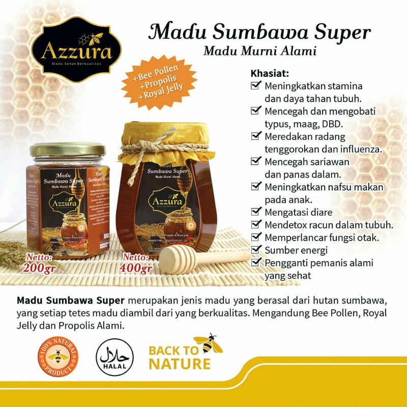 

Madu Azzura Sumbawa Super - Madu Sumbawa super 400gram & 200gram