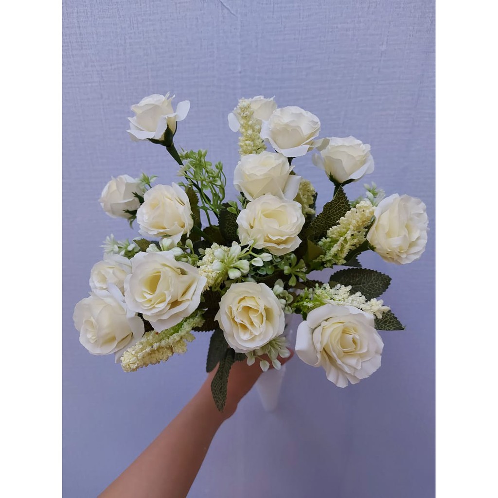 Bunga Palsu Artificial Dekorasi Hias Mawar Paris Rose - Bahan Kain Import kualitas bagus - Home decor