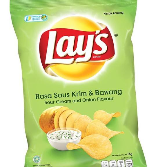

(SUPER SALE) Lay's Saus Krim & Bawang 55 Gr - 3 Pcs