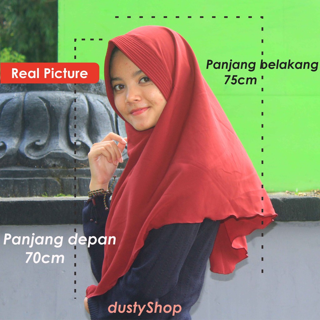 Khimar simple pet antem / hijab jilbab instan / bahan wolfis / bergo wolpeach / muslim fashion