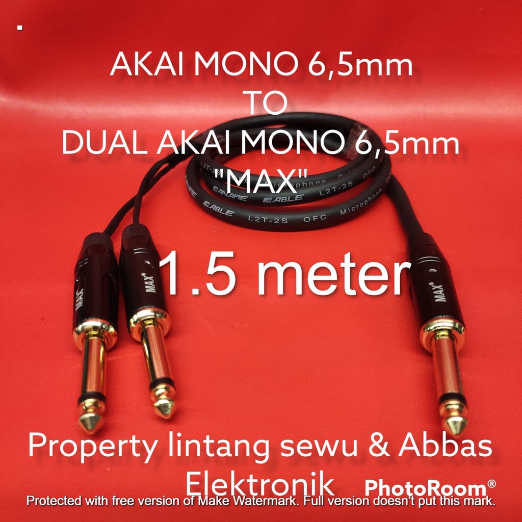 KABEL JEK AKAI 6,5MM TO DUAL AKAI MONO 6.5MM MAX 1.5 METER