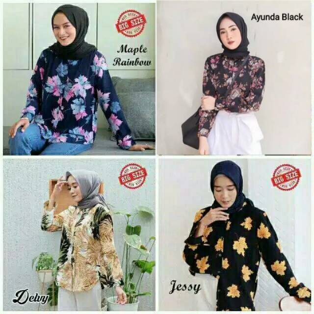 PROMO KEMEJA ATASAN JUMBO MOTIF MONALISA LD 120