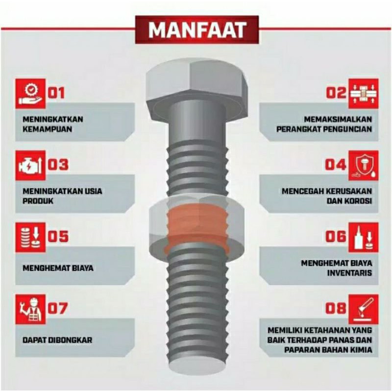 Loctite 243 Threadlocker medium strength 10mL lem perekat baut berulir cairan penguat baut lem baut