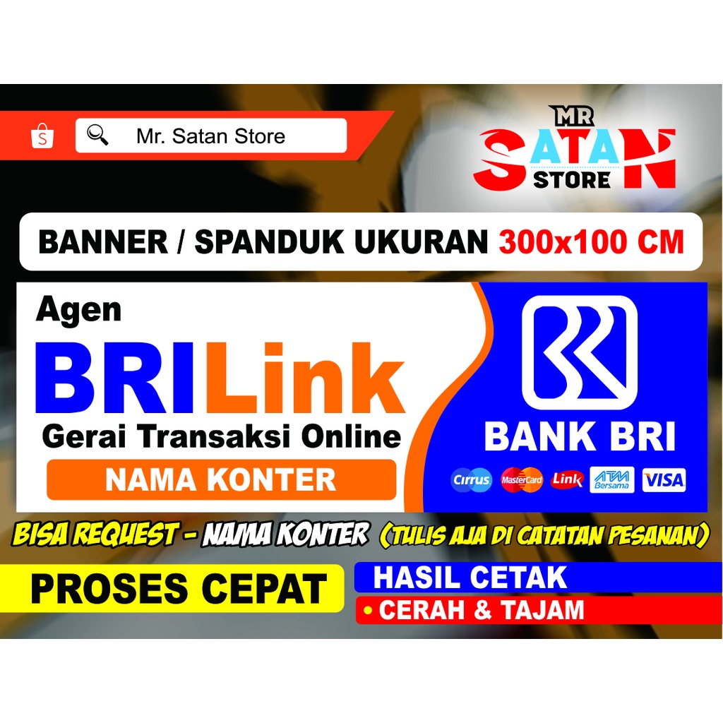 SPANDUK BRILINK BANNER KONTER BANNER TOKO UKURAN 300X100 CM