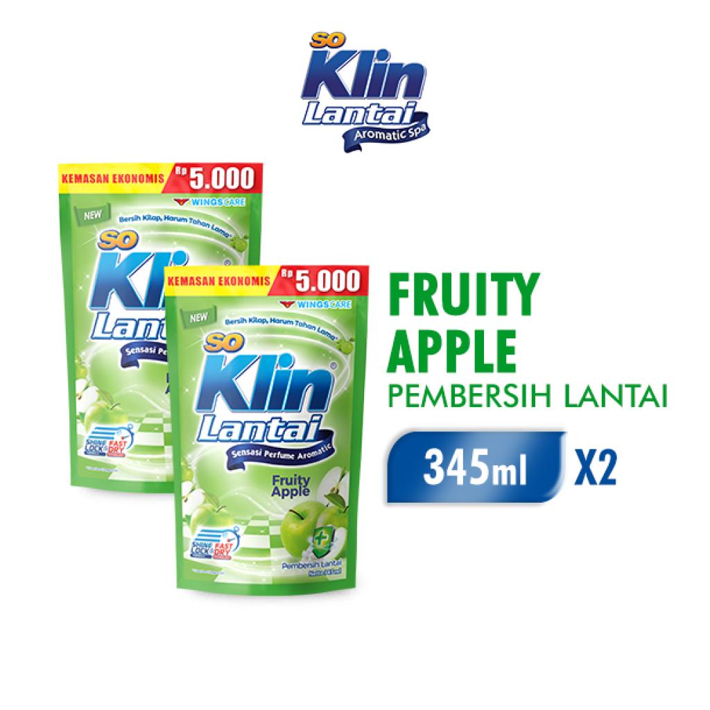 Soklin Pembersih Lantai Hijau Muda Apple &amp; Peony 310 ml x2