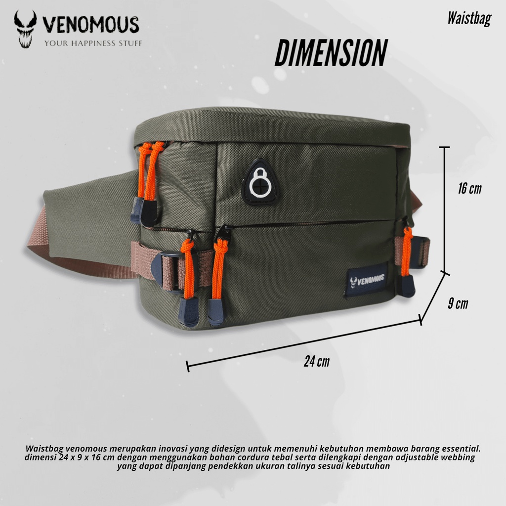 Tas Selempang Bahu Dan Pinggang Import Waistbag Amstar Venom Waterproof Sporty Model Trendi