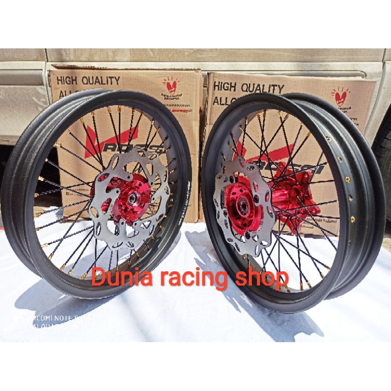 Velg Supermoto CRF 150 300 350 ring 17 Lebar Sumo Tromol CRF jari jari sama piringan dan dirakit