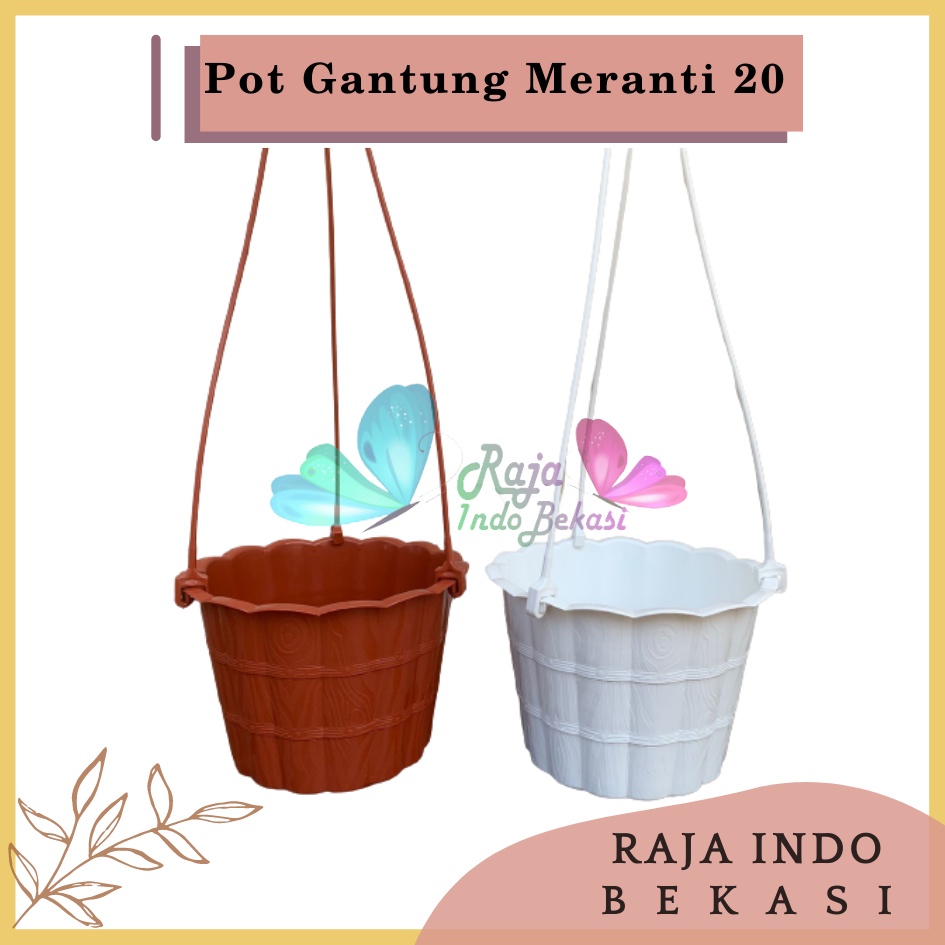 Pot Gantung Meranti 20 Putih Merah Bata Merah Coklat Terracota Terracotta Pot Bunga Gantung Motif Gentong Mirip Country Murah Termasuk Tali Pot Bunga Gantung Murah Grosir Unik Plastik Putih