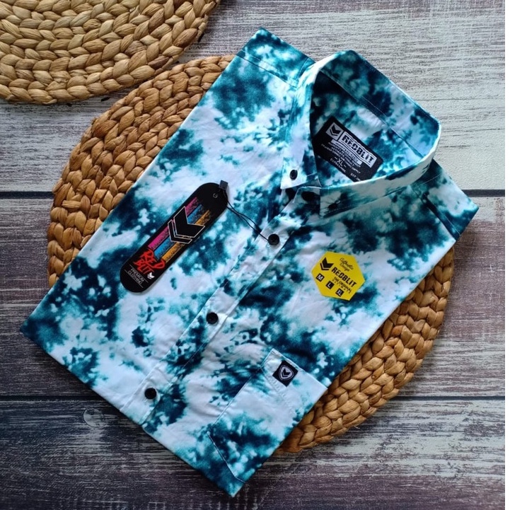 Baju Kemeja Hem Pria Distro Surfing Skate Fullprint Printing Motif Pantai Korea Abstrak Bunga Floral