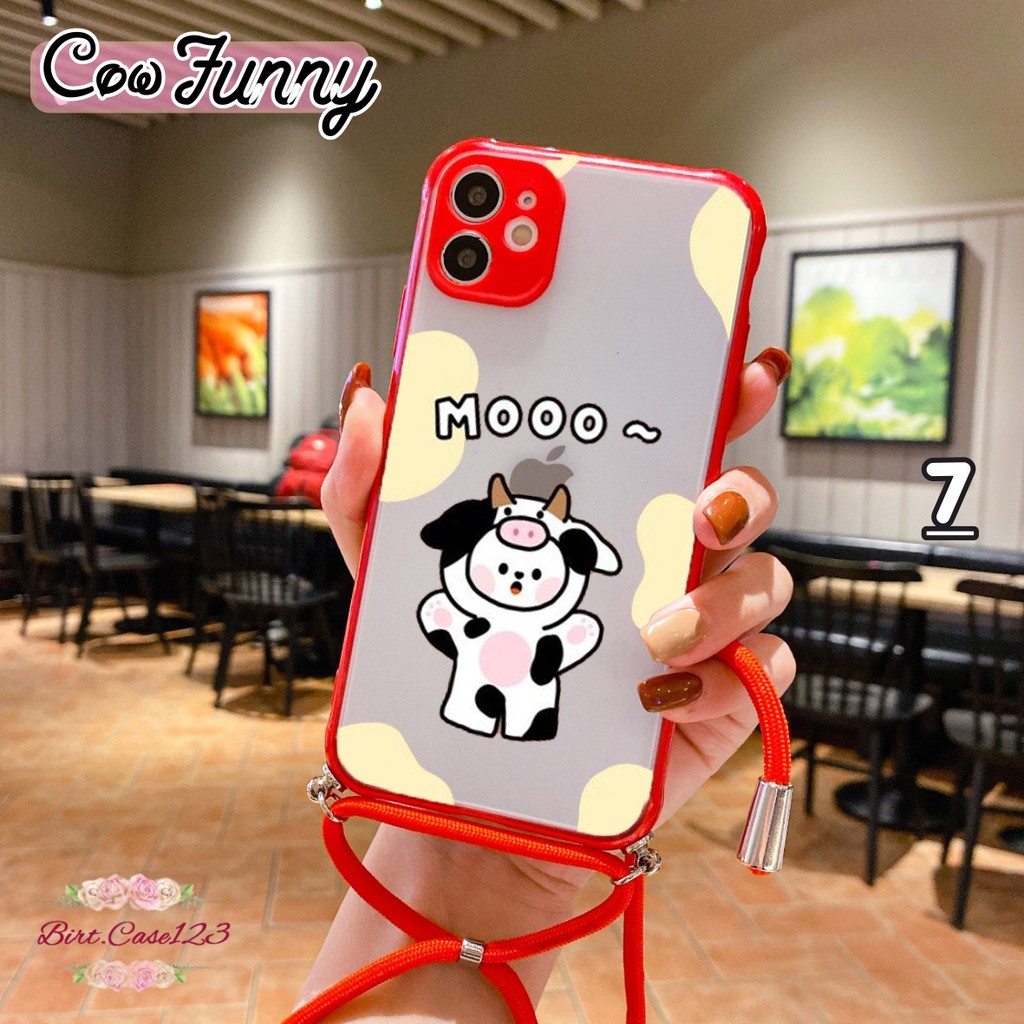 Softcase Slingcase Lanyard Choice COW FUNNY Samsung A01 Core A02 A02S A12 A7 2018 M80s M51 BC4536