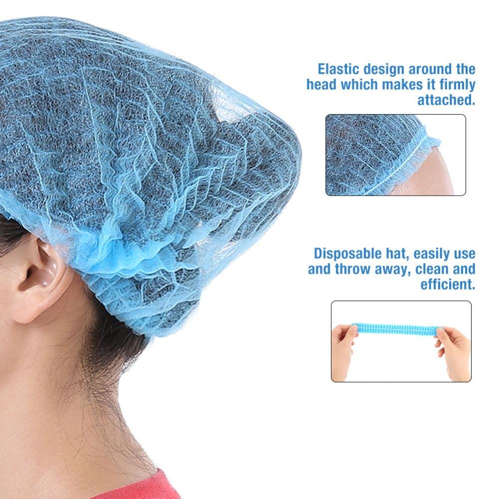 100 pcs DISPOSABLE SHOWER CAP PENUTUP KEPALA MANDI TRAVEL HAIR NET NURSE CAPS BAHAN NON WOVEN showercap nurse cap head mob surgical