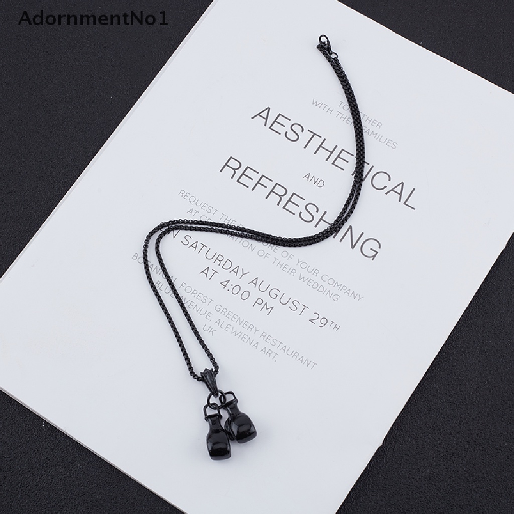 (AdornmentNo1) Kalung Rantai titanium steel Pendan Sarung Tinju fitness Gaya Retro punk