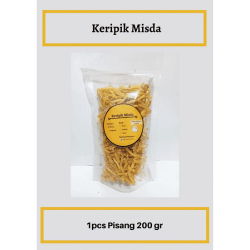 

Keripik Misda Varian Pisang 200gr, Snack Pedas Manis, Cemilan Keluarga, jajanan bersama, Cemilan murah dan hemat