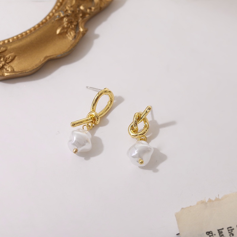 925 perak pin anting-anting Korea Selatan Dongdaemun logam dingin gaya asimetris anting-anting antin