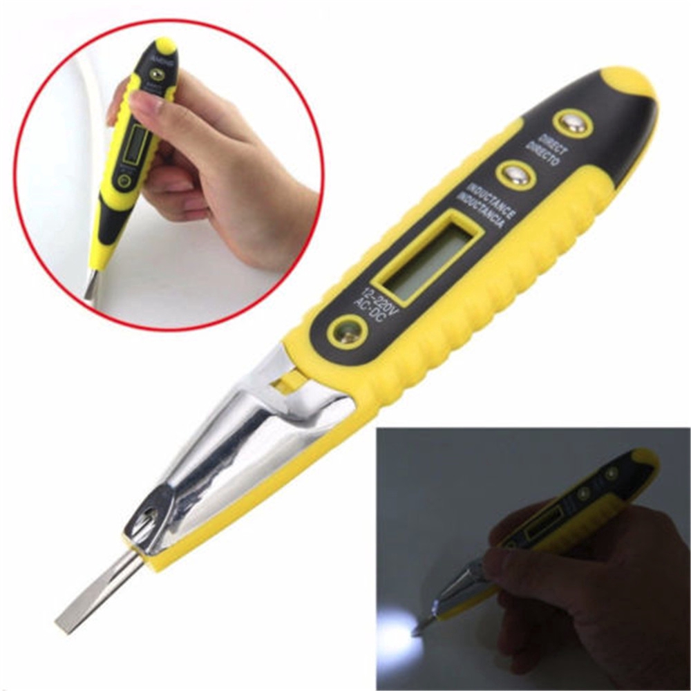 ✈【Fast/COD】✈ 12-250V LCD Digital AC / DC Non-kontak Listrik Uji Pen Detector Voltage Tester