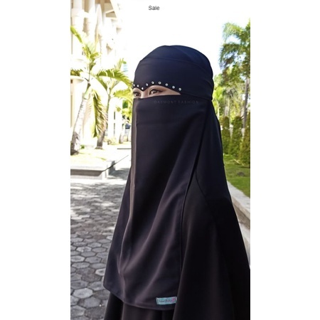 Dasmont Fashion Bandana Eagle Eyes Niqab Mata Elang Sifon Jetblack Arab Cadar Mutiara Adem Nyaman 1