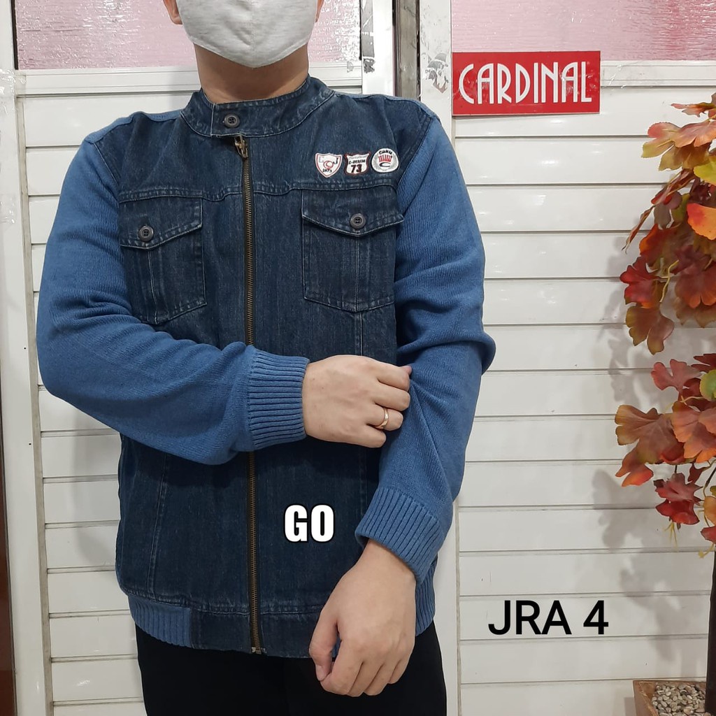 gof JDB XL-2XL CARDINAL JAKET JEANS Cowok Jaket Cowok Denim Jaket Kancing Pria Outdoor