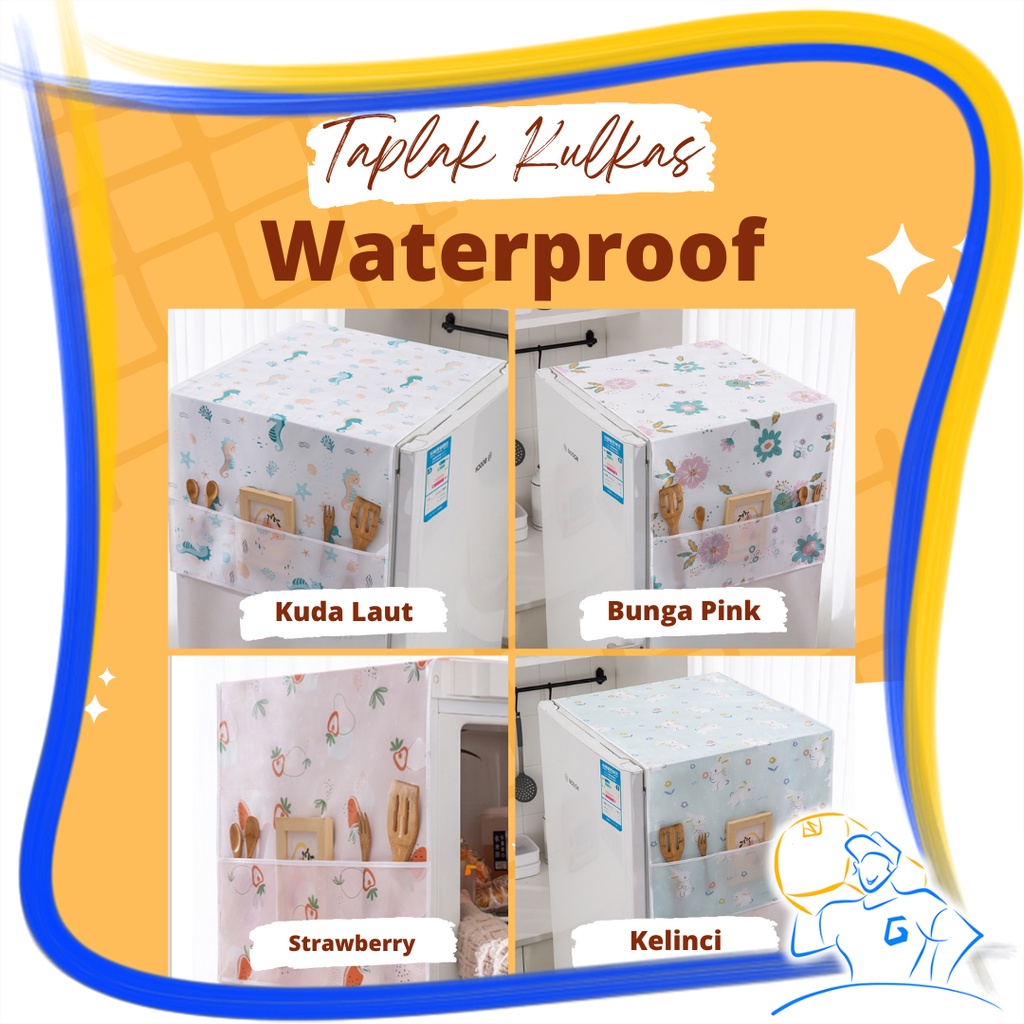 Taplak Kulkas Waterproof Anti Air Cover Alas Sarung Penutup Refrigerator Pelindung Kulkas Karaktet Waterproof