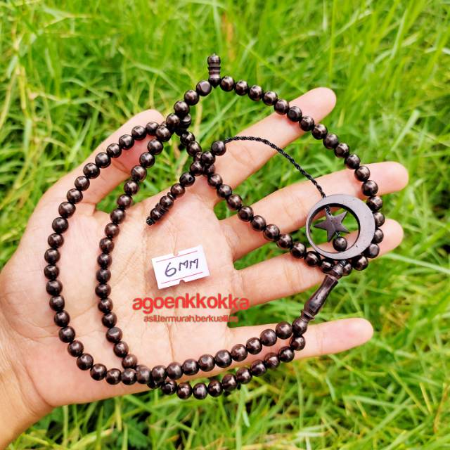 6 mili Tasbih 99 bulan bintang hitam kaoka kaokah