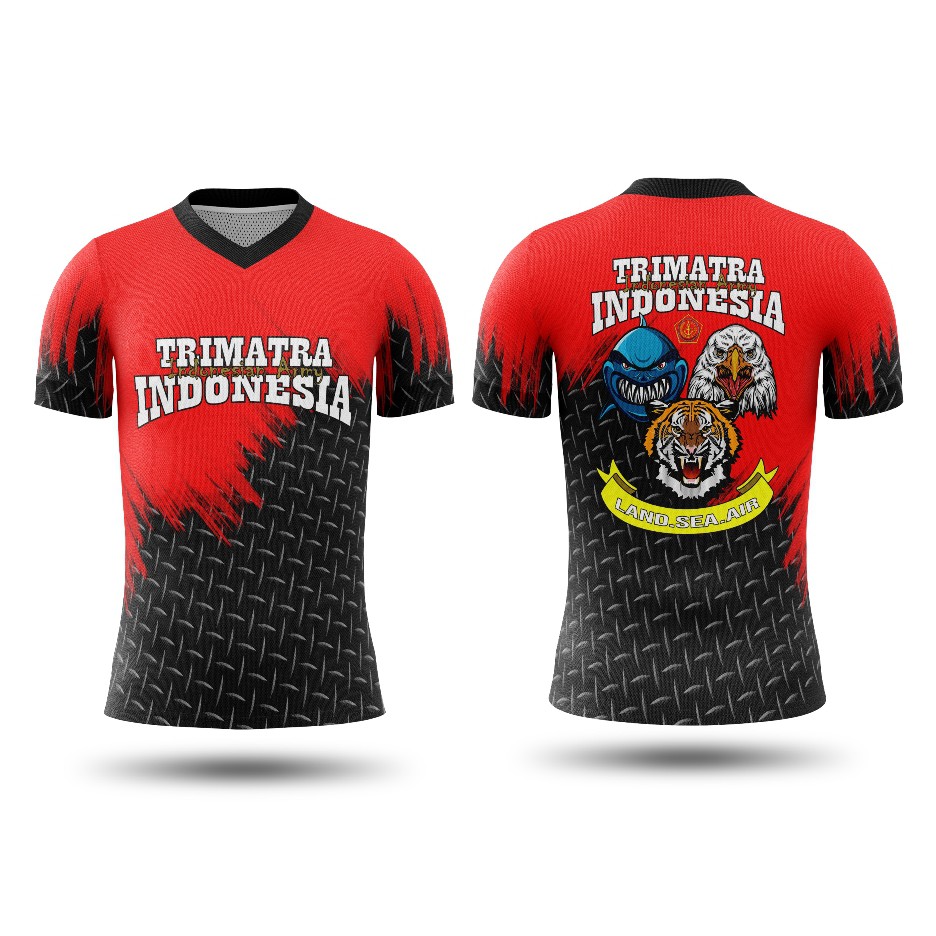 Baju Kaos Jersey V-Neck Pria TNI TRIMATRA 002 Fullprint Sublime