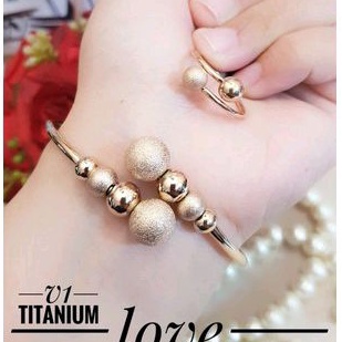 Titanium Set Perhiasan Wanita Rosegold 118223