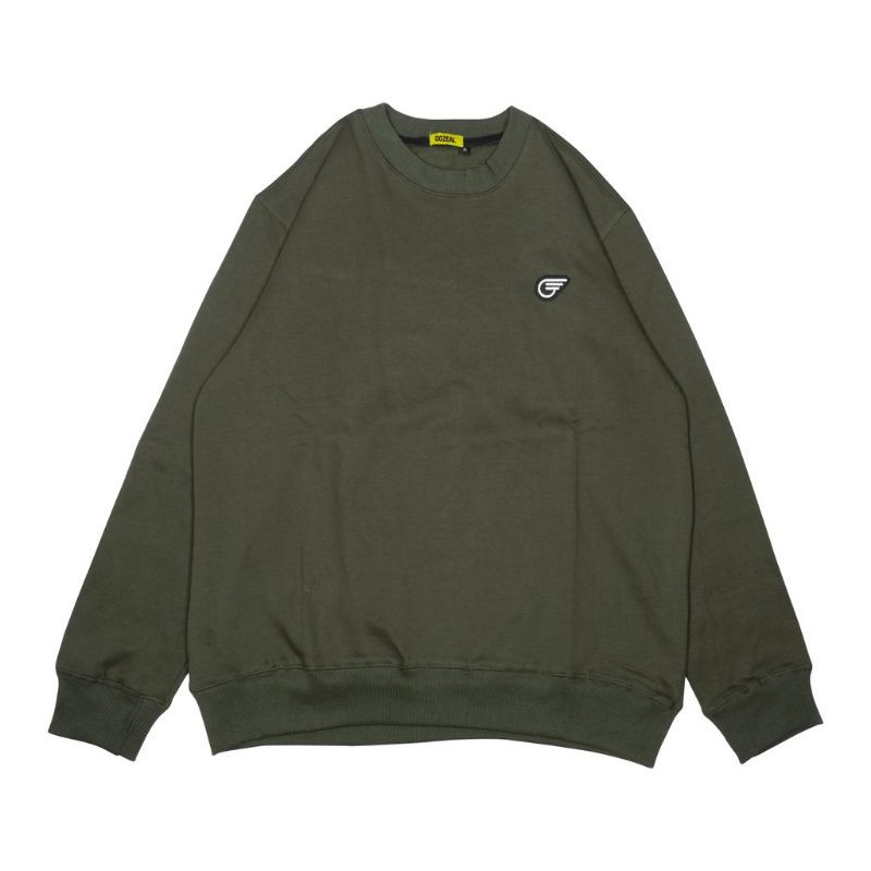 Sweater crewneck peria keren masa kini logo gozeal varian warna green full katun flecee
