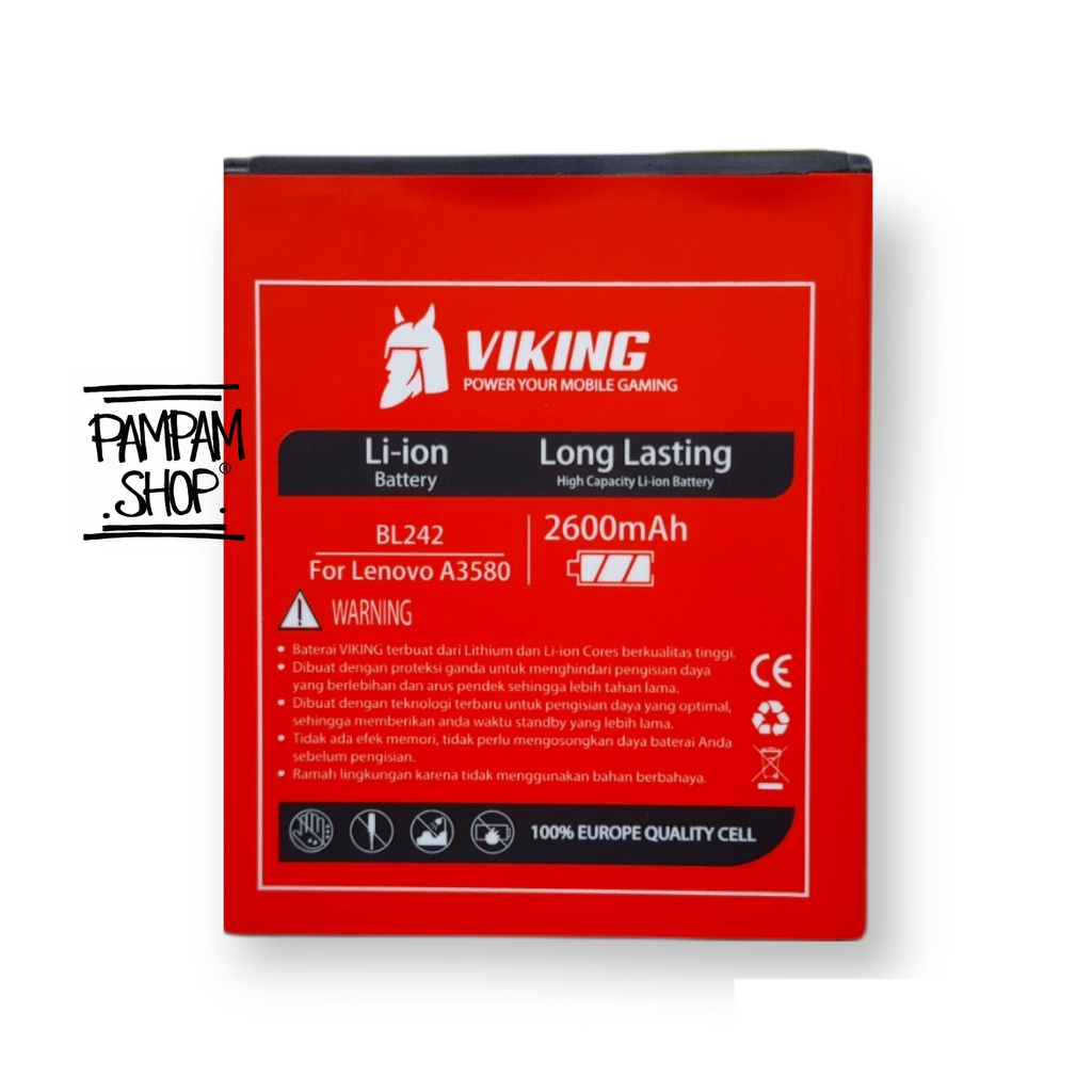 Baterai VIKING Double Power Original Lenovo BL242 A6000 A6000+ A6010 A6600 A6600+ Plus Batre Batrai